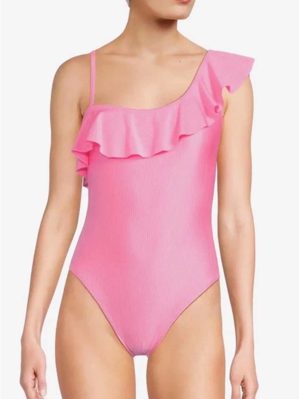 Lilly Pulitzer Caelum Pink One-Shoulder Ruffle One-Piece swimsuit size 6 NWT
